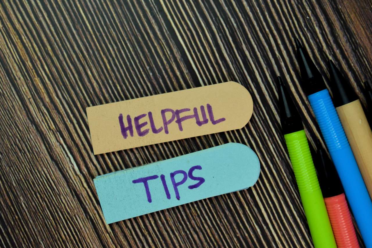 Helpful Tips write on sticky note